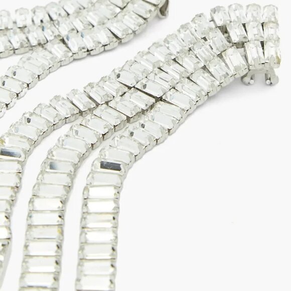 Tassels Bling Rhinestone Earrings Fringe Dangle Huge Club Holiday Party - Picture 2 of 6